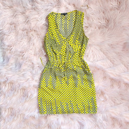 Vintage Yellow & Blue Ruffled Top Dress