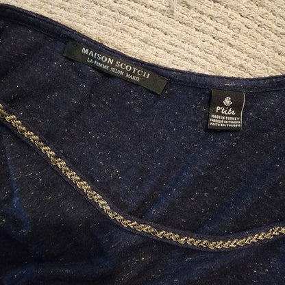 Maison Scotch And Soda Sparkle T Shirt Womens Blue Gold