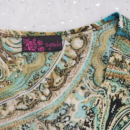 Green and blue paisley top by Agenda