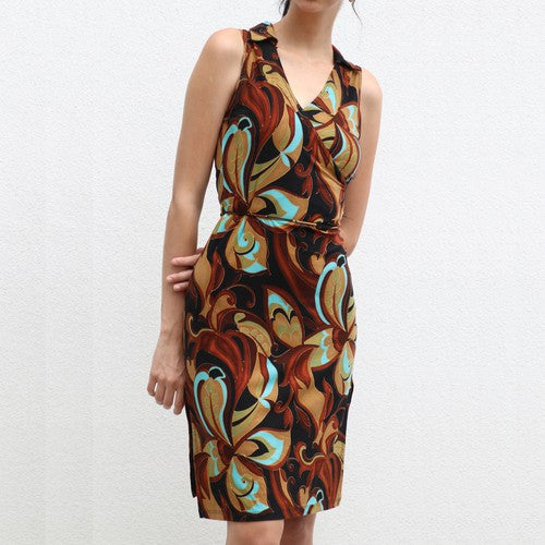 misope brown short retro dress