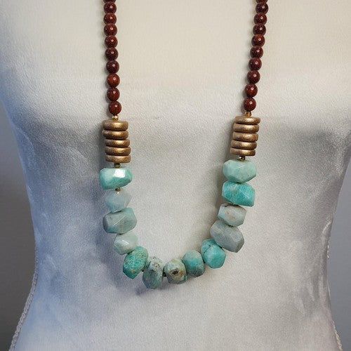 Turquoise like stone necklace.