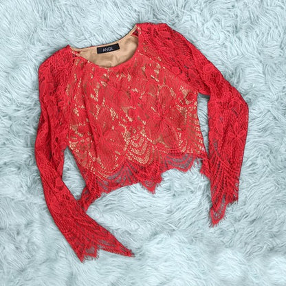 Angl red lace top