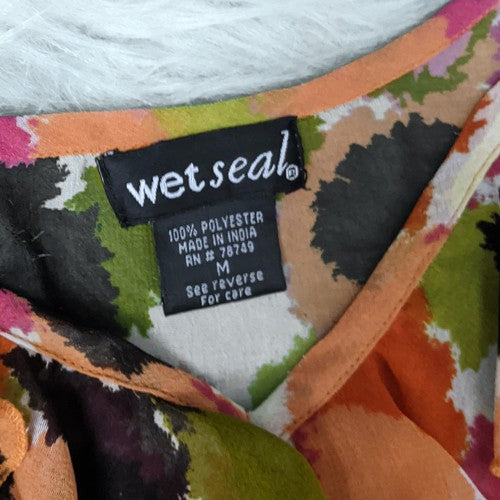 Wet seal top in multi-color brush strokes